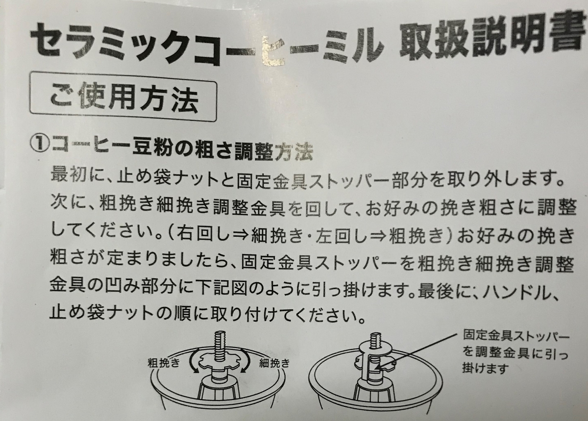 f:id:gomta777:20191030023223j:plain ニトリのコーヒーミル(引き具合の調整)