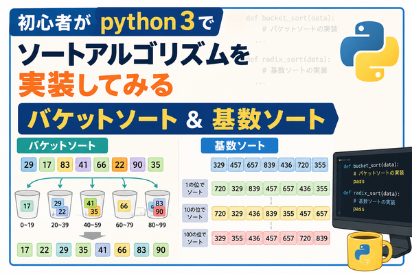 初心者がpython３でソートアルゴリズムを実装してみる【バケットソート＆基数ソート】